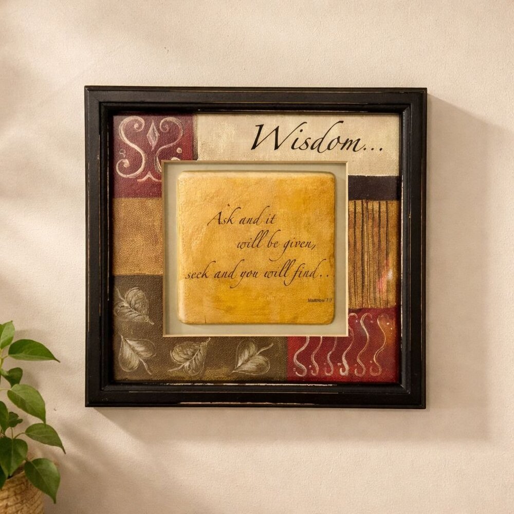Matthew 7:7 Christian Wall Art Wisdom Scripture Framed Inspirational Decor